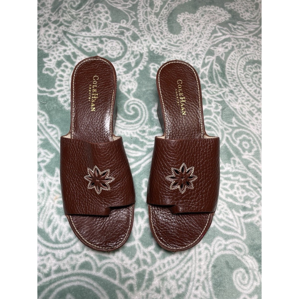 Cole Haan Women's Leather Sandals Size 8.5 Slides Wedges Made In Brazil